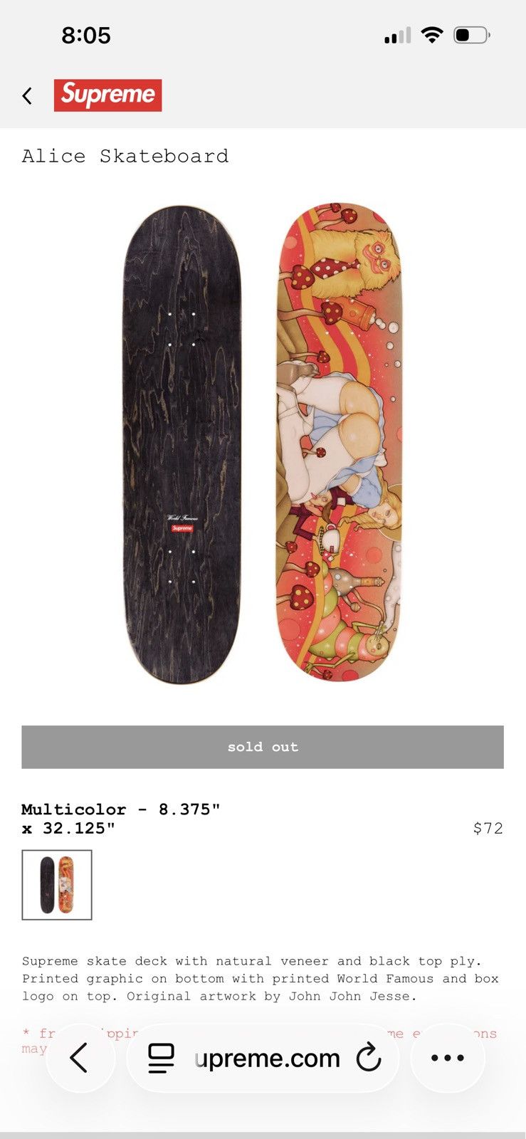 Supreme Supreme Alice Skateboard Size ONE SIZE - 1 Preview