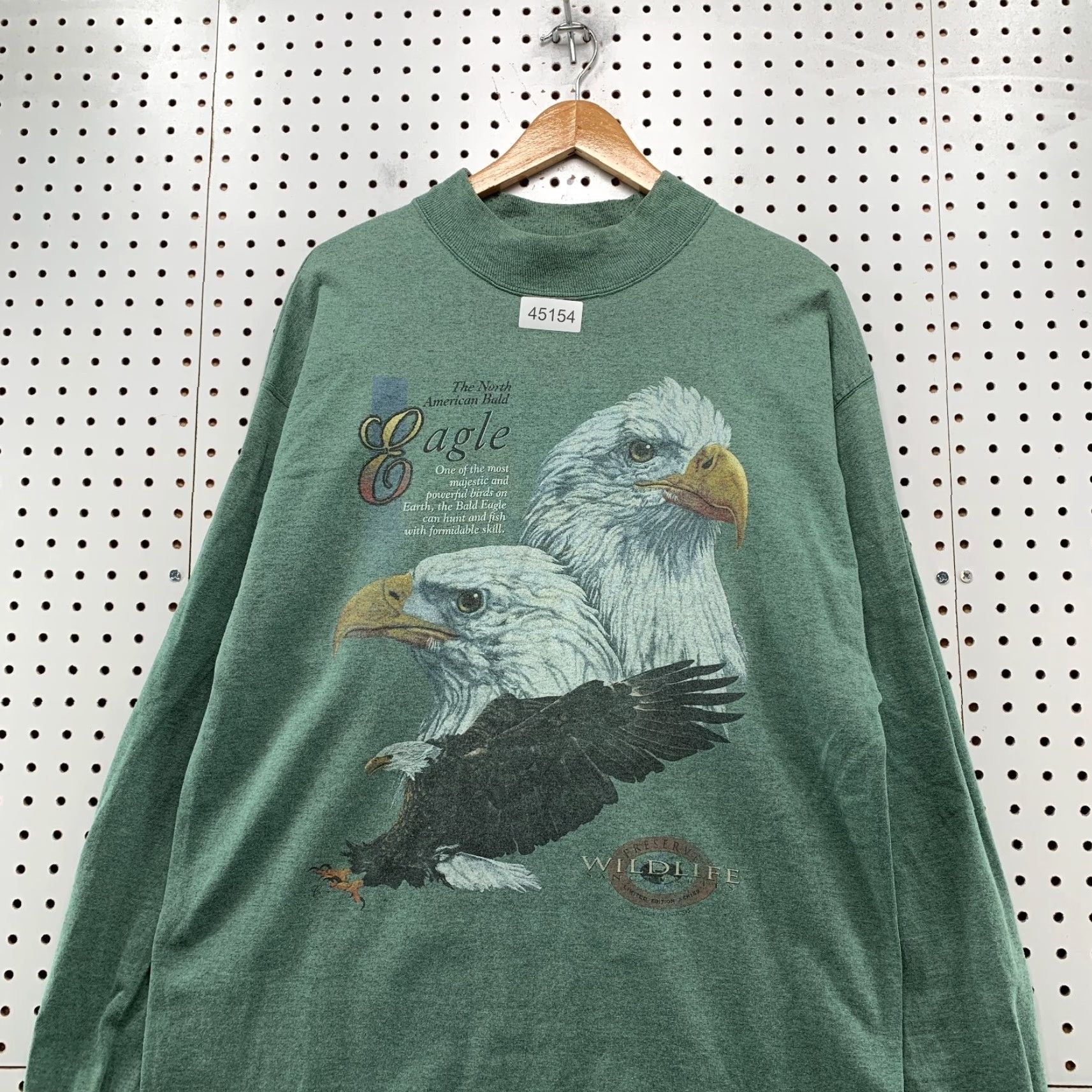 Vintage VINTAGE Bald Eagle Shirt Mens Large Green Wildlife Preserve Nature Long Sleeve Size US L / EU 52-54 / 3 - 2 Thumbnail