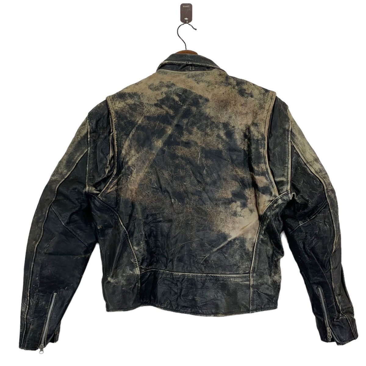 Genuine Leather 🔥🔥 VINTAGE CUIRS LEATHER BIKERS DOUBLE COLLAR JACKET Size US L / EU 52-54 / 3 - 7 Thumbnail