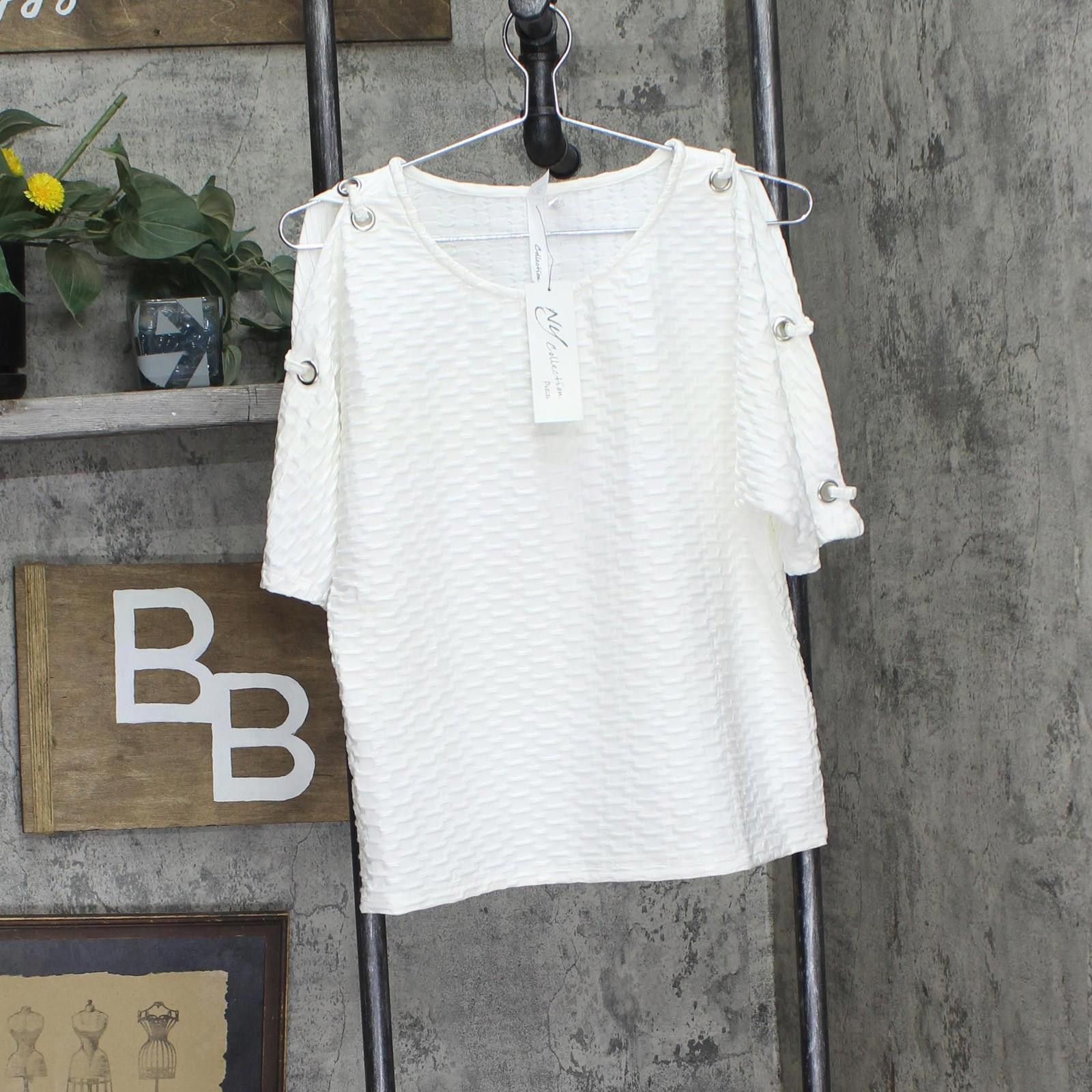 Other Nwt Ny Collection Embellished Blouse Phou1641 White Pl Size L / US 10 / IT 46 - 1 Thumbnail