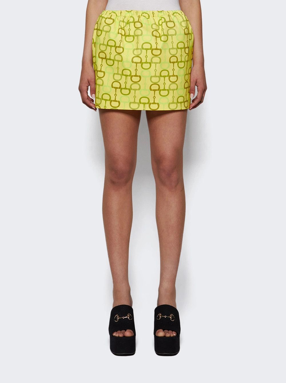 Gucci o1la5ras0526 Printed Cotton Mini Skirt in Yellow Size 28" / US 6 / IT 42 - 2 Thumbnail