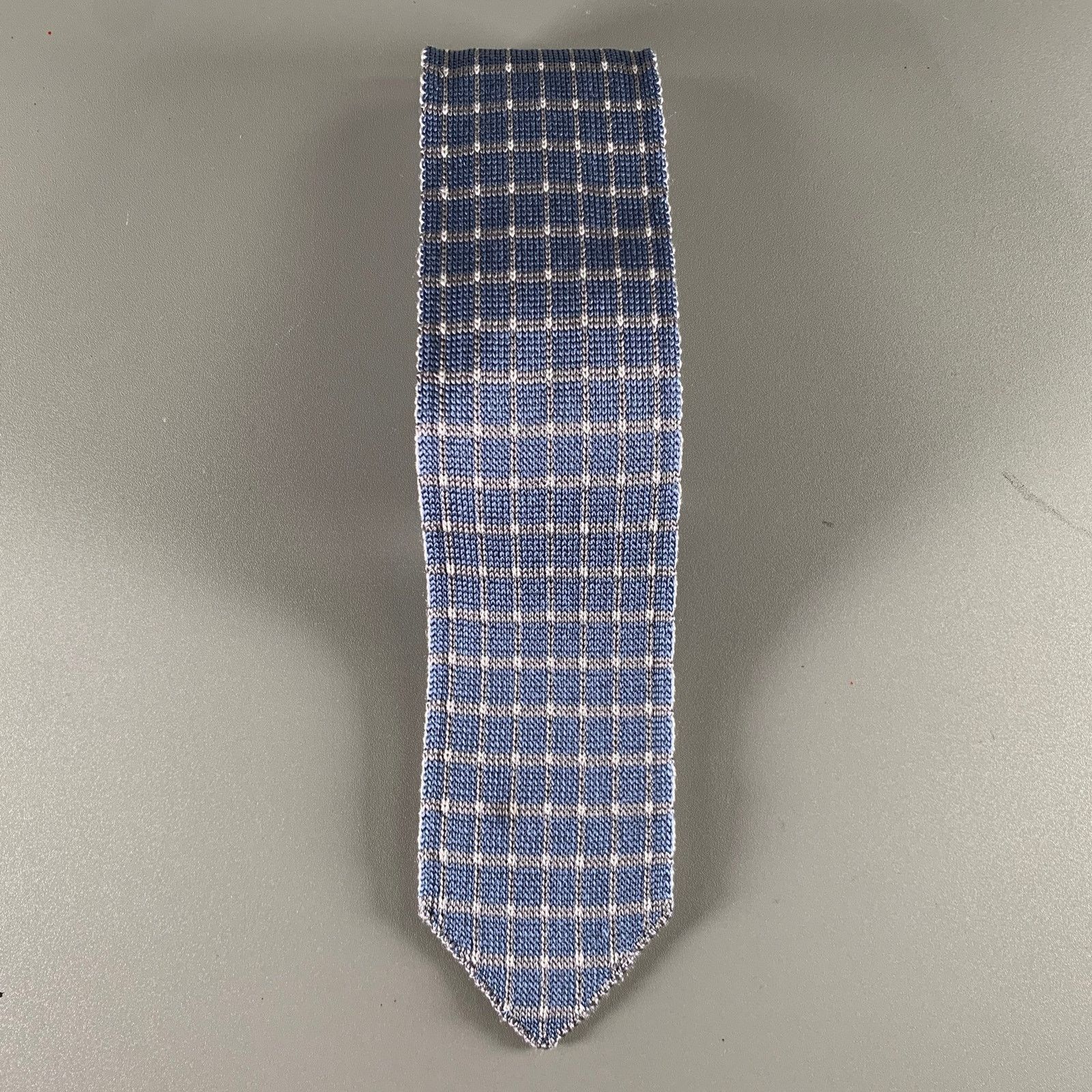 Brioni BRIONI Blue Grey Knitted Silk Tie Size ONE SIZE - 4 Thumbnail