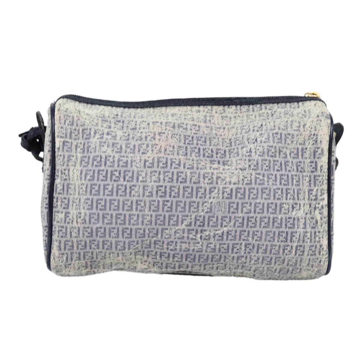 Fendi FENDI Zucchino Canvas Shoulder Bag Coated Canvas White Navy Size ONE SIZE - 3 Thumbnail