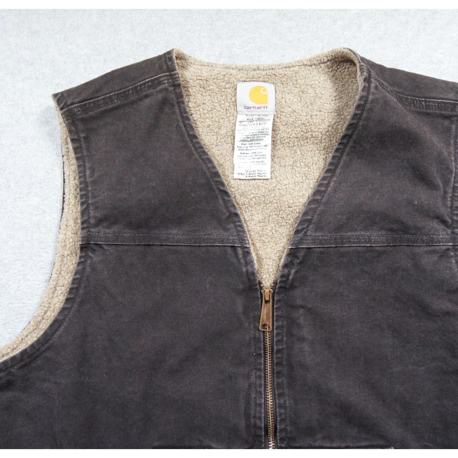 Carhartt VINTAGE Carhartt Jacket Mens XL Black Vest Sherpa Fleece Lined Canvas Workwear Adult Size US XL / EU 56 / 4 - 2 Thumbnail