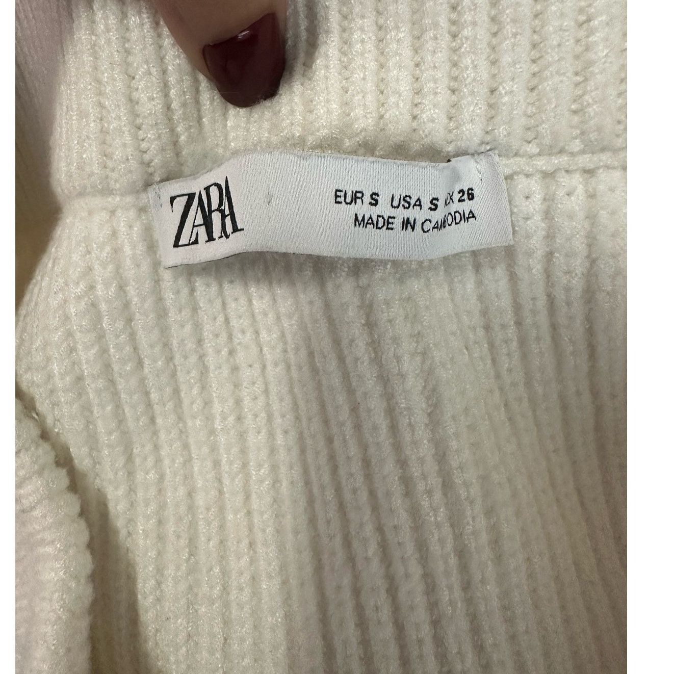 Zara Zara off white knit pull on mini skirt size Small Size 29" - 3 Thumbnail