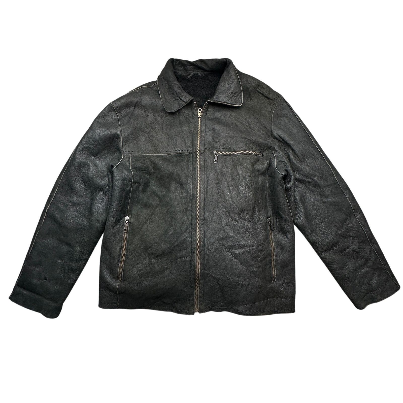 Other VTG Shearling Leather Bomber Jacket Mens Large Unbranded Size US L / EU 52-54 / 3 - 1 Thumbnail