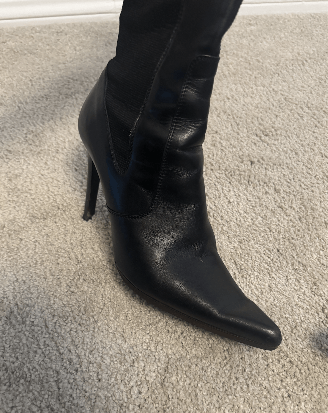 Yves Saint Laurent Yves Saint Laurent Black Leather Boots Stiletto Vintage Size US 6.5 / IT 36.5 - 11 Thumbnail
