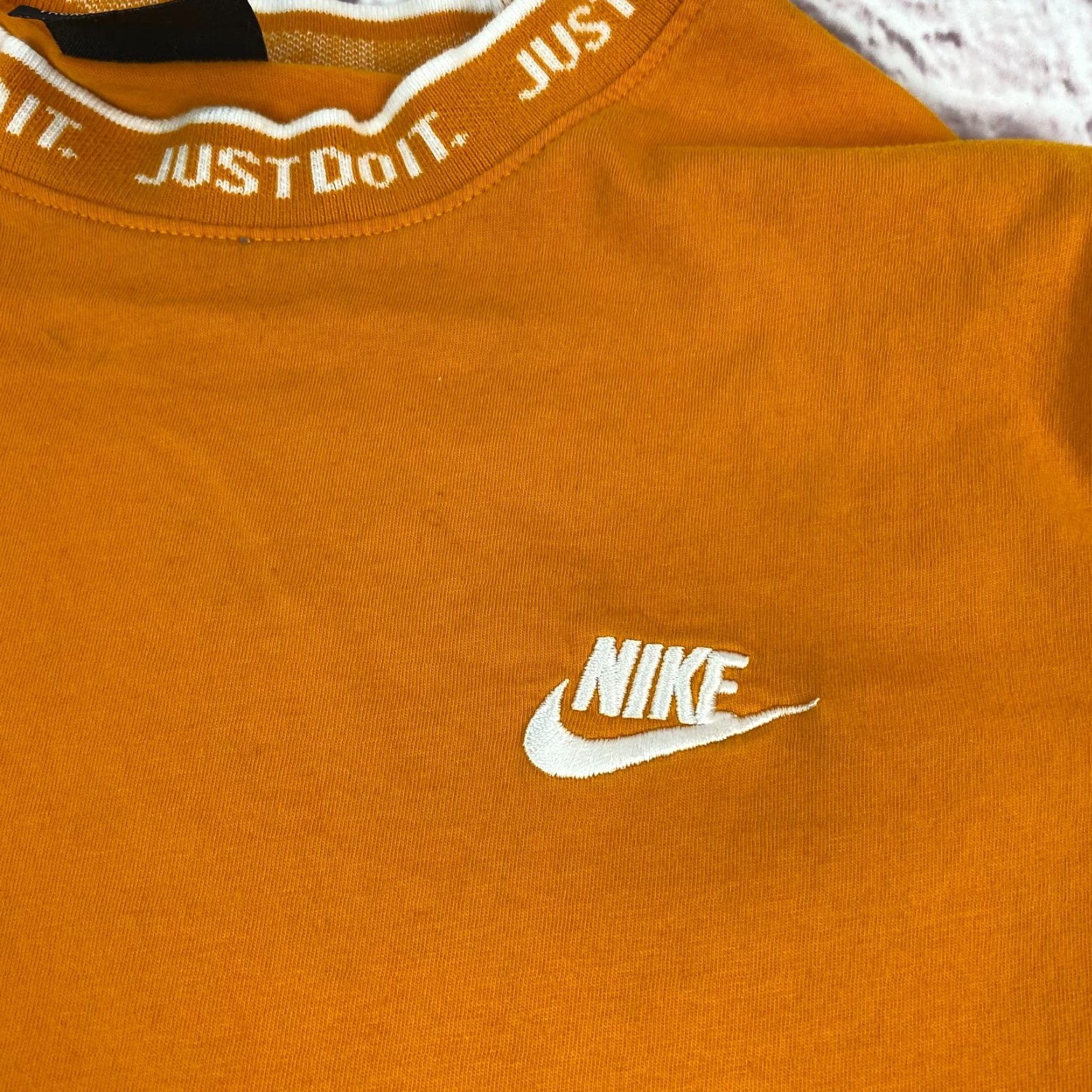 Nike VINTAGE Nike Shirt Mens Just Do It 100% Cotton Coll ar Logo Wrap Around Short Sleeve Size M Yellow - Mens T-Shirt Size US M / EU 48-50 / 2 - 2 Thumbnail