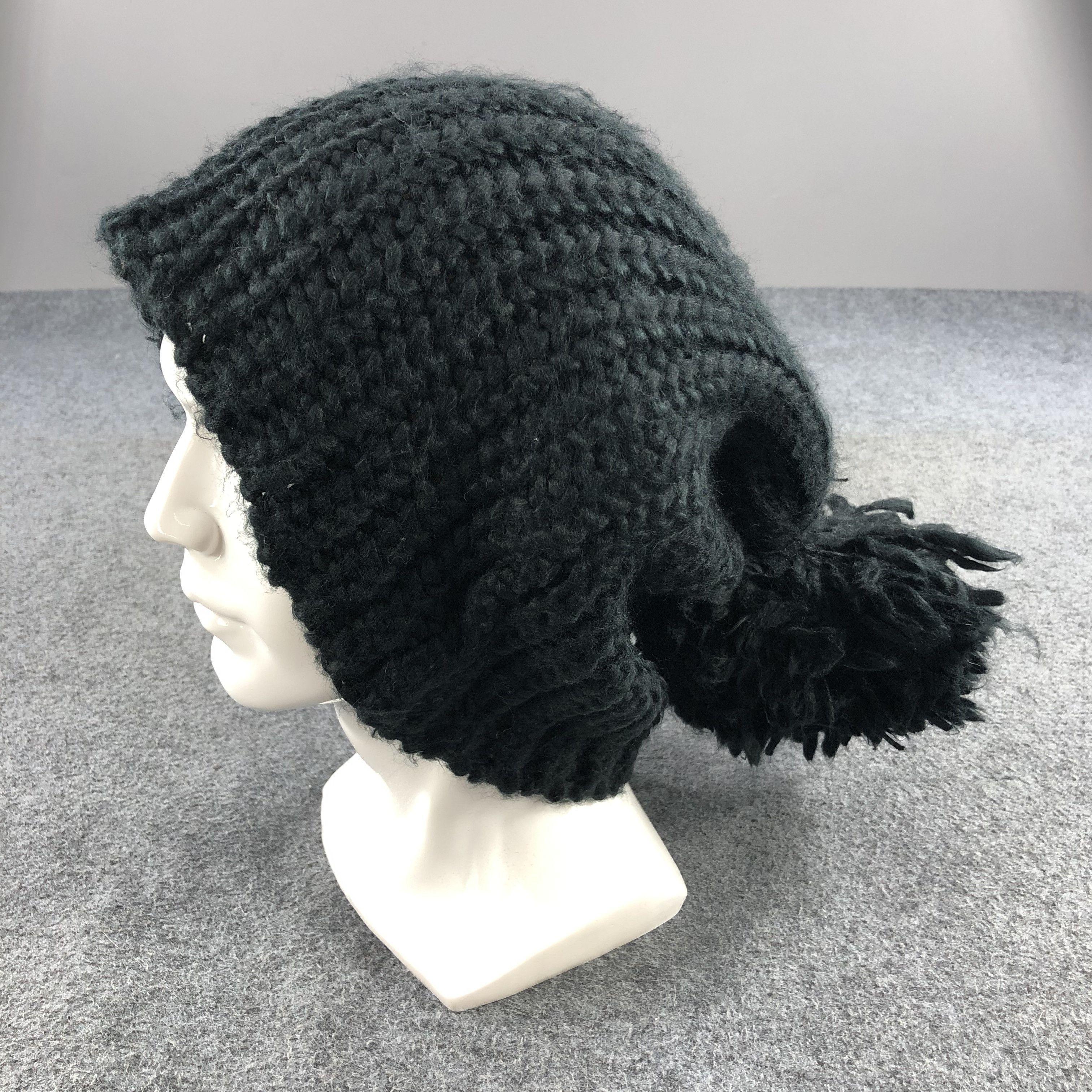 image of Rodeo Crowns Black Bobble Slouchy Beanie Snowcap B387, Men's
