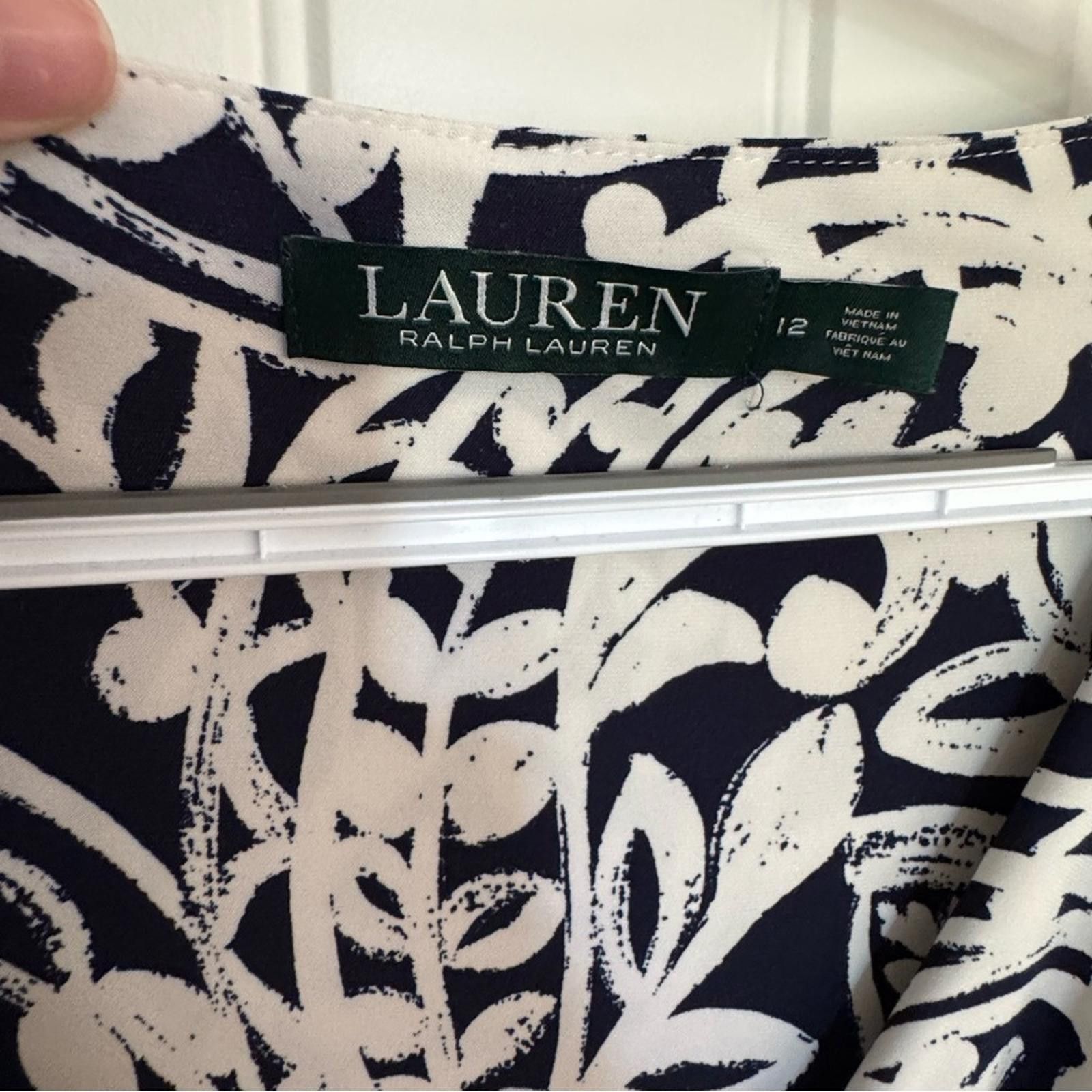 Polo Ralph Lauren Ralph Lauren Blue and White Sheath Dress Long Sleeve V-Neck Size XL / US 12-14 / IT 48-50 - 3 Thumbnail