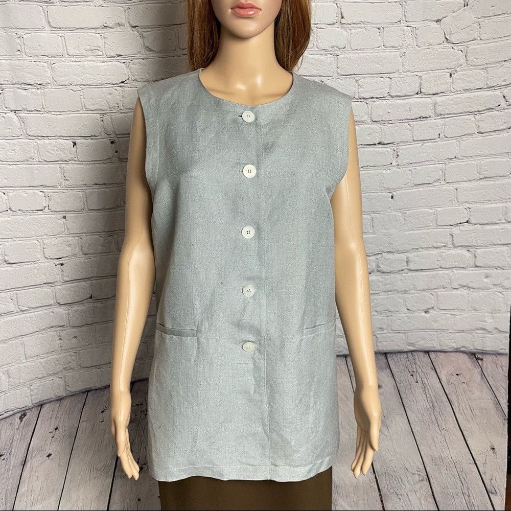 Harve Benard New Harve Benard Blue Linen Vest Size 12 Size XL / US 12-14 / IT 48-50 - 1 Thumbnail