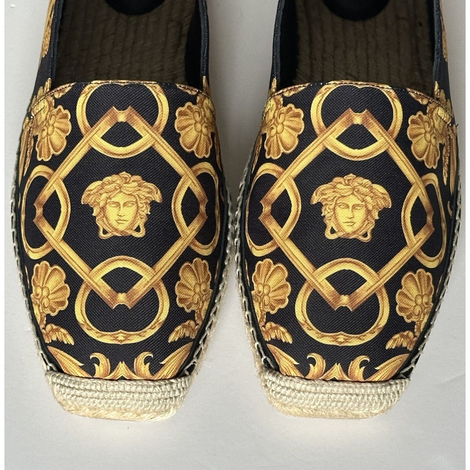 Versace VERSACE Barocco Gold/Black Canvas Espadrilles 11 1014774 Size US 11 / EU 44 - 10 Thumbnail