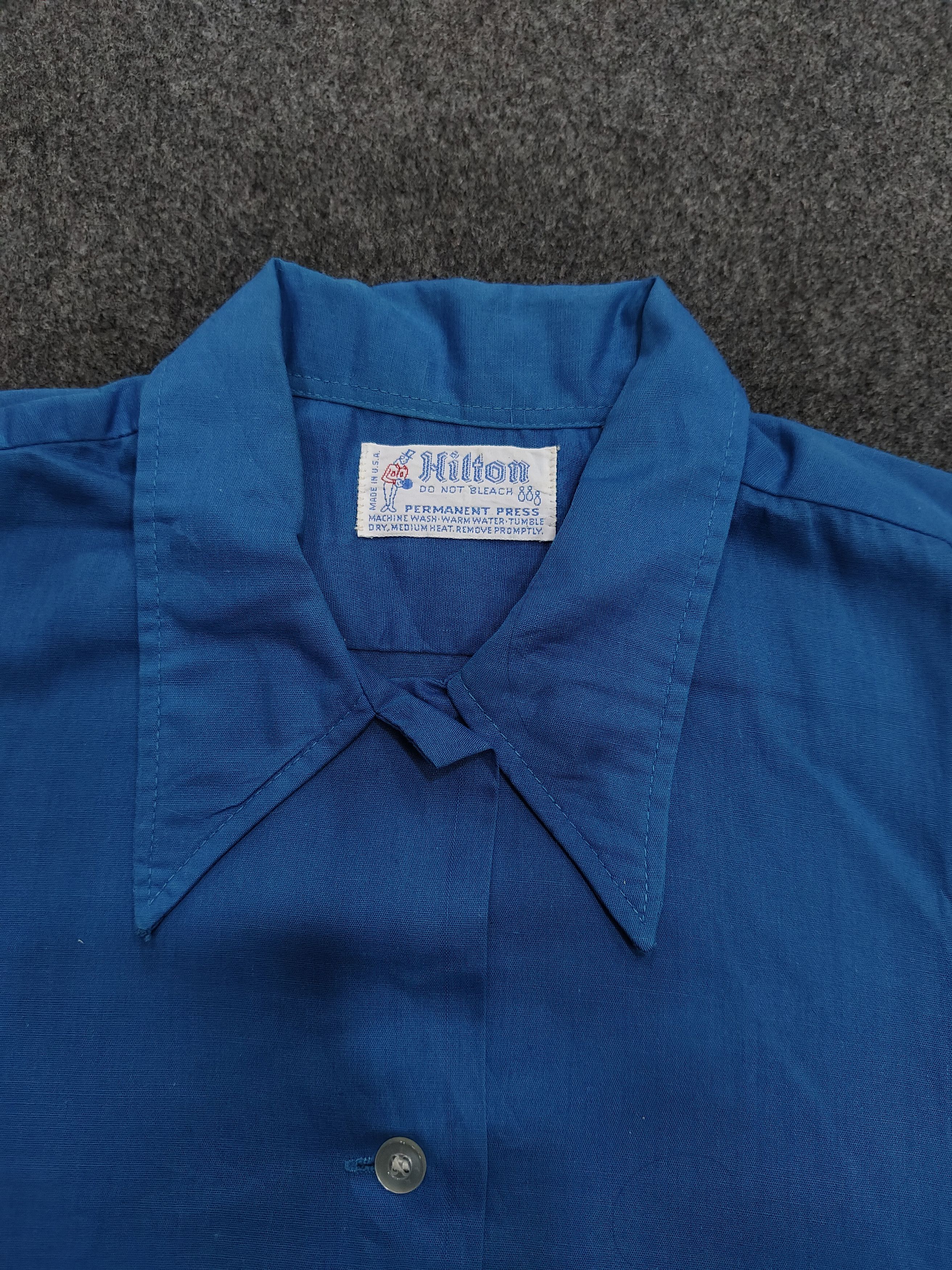 Vintage 70s Hilton🔥 Blue Races Stripe Paneling Bowling Shirt Size US M / EU 48-50 / 2 - 4 Thumbnail
