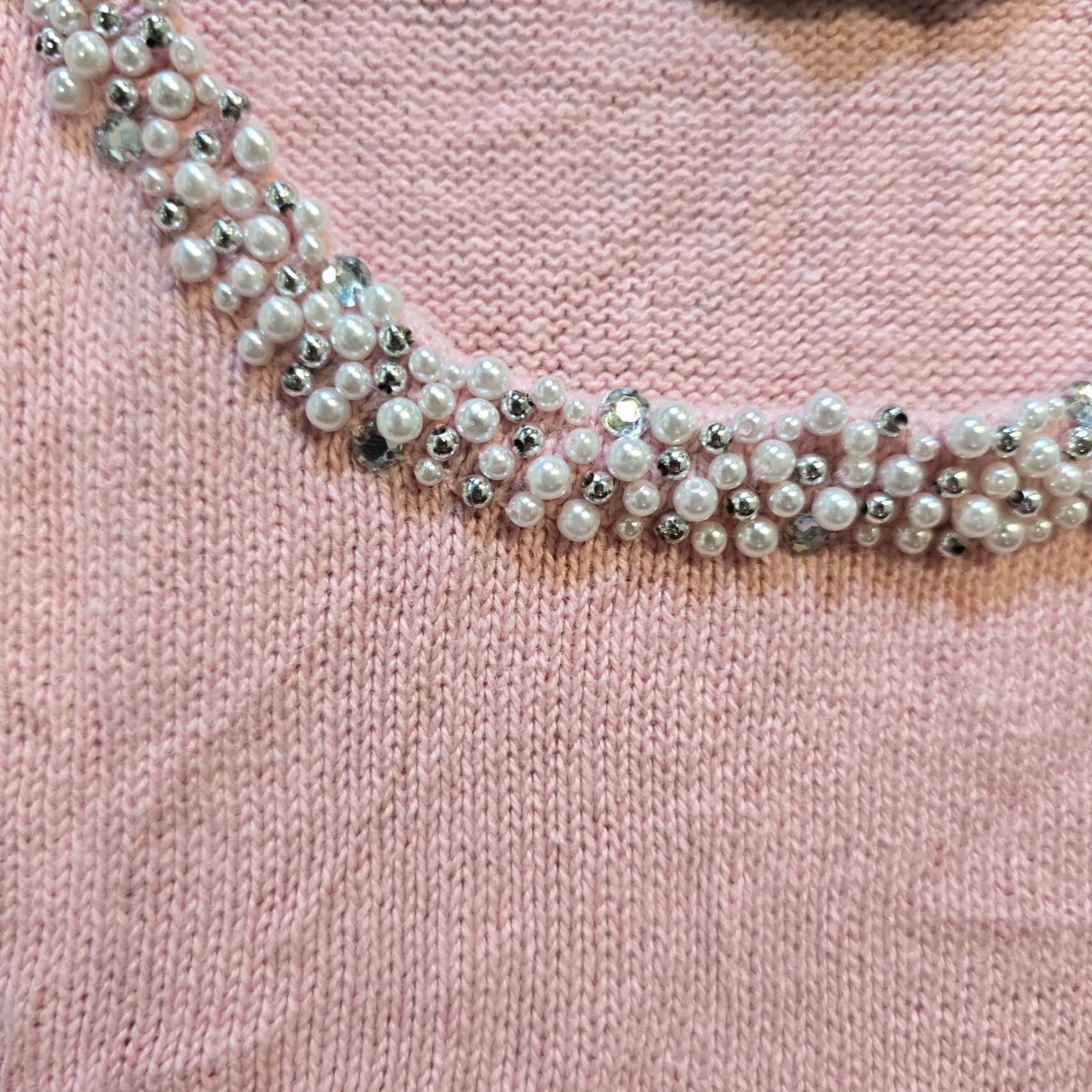 Vintage Storybook Knits Tank Womens Large Pink Beaded Sleeveless Cottage Core Size L / US 10 / IT 46 - 5 Thumbnail