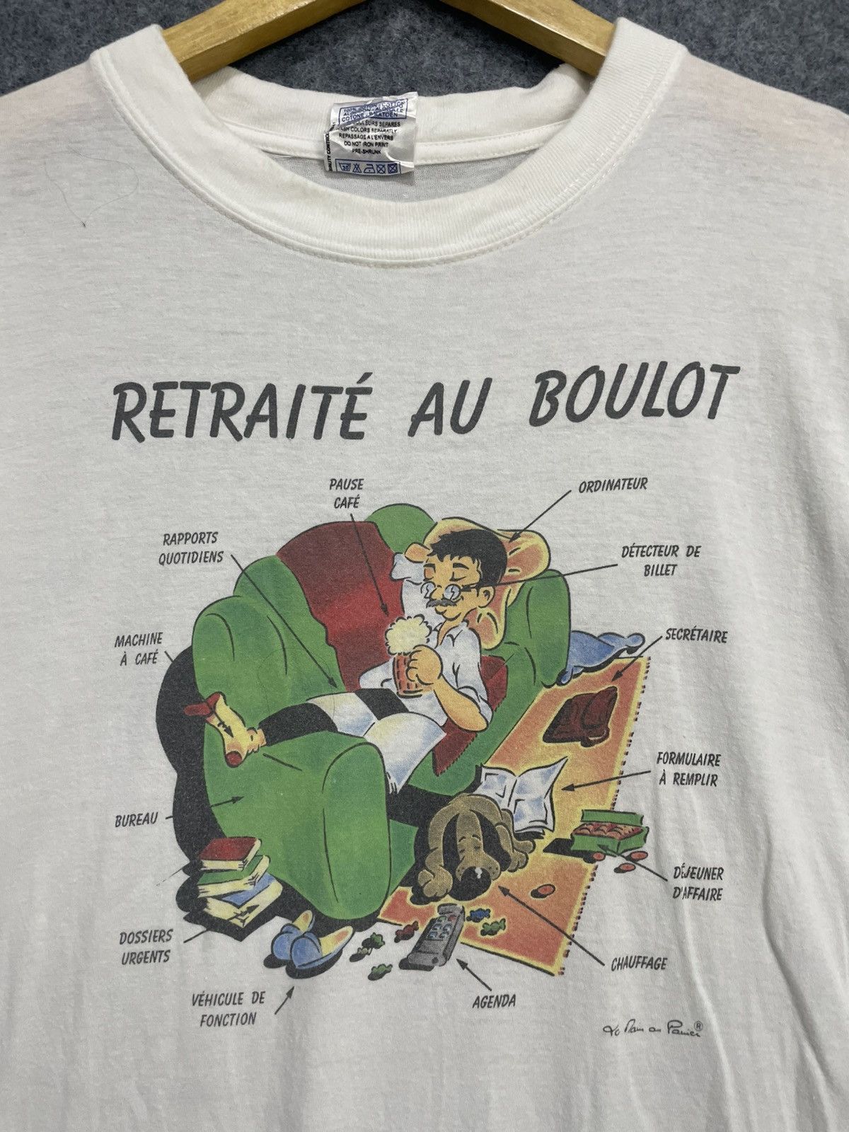 Vintage Vintage Humorous French Cartoon Graphic Tee Size US XL / EU 56 / 4 - 2 Thumbnail
