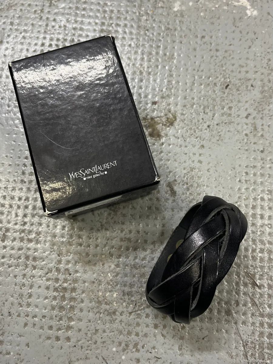 Saint Laurent Paris Saint Laurent Black Leather Bracelet Size ONE SIZE - 4 Thumbnail