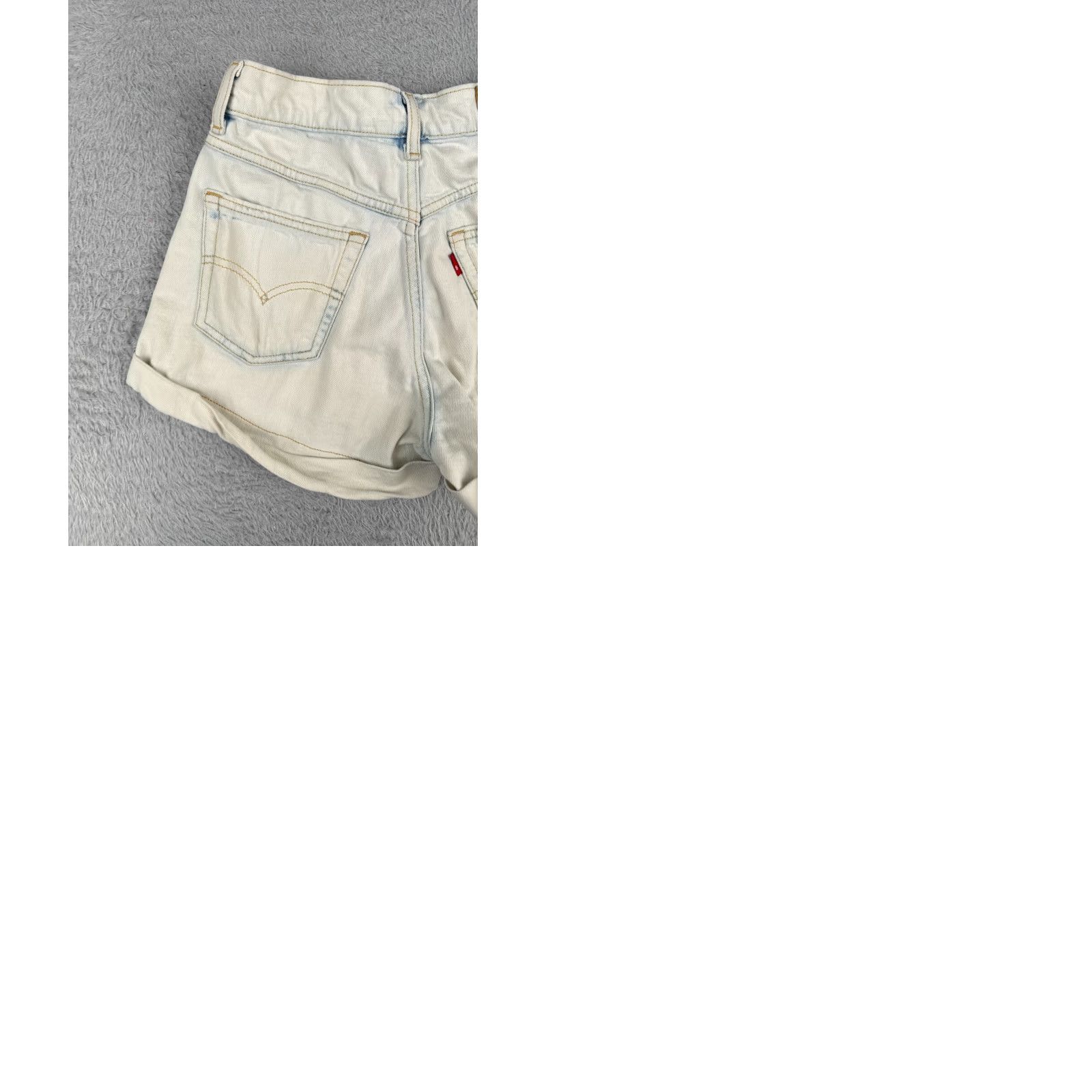Levi's VINTAGE Levis Shorts Women Blue Acid Wash Cut Off Rolled Hem Mid Rise 24x2 80s Cross Mens? Size 42" / US 20 - 10 Thumbnail