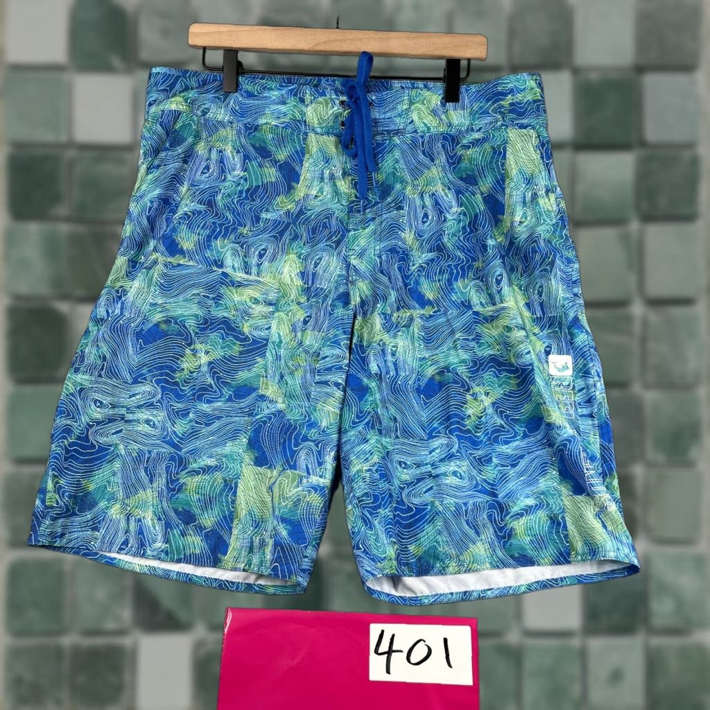 Vintage Reel Legends Mens Board Shorts Blue Green Geometric Bathing Suit Surf 36 Size US 36 / EU 52 - 1 Thumbnail