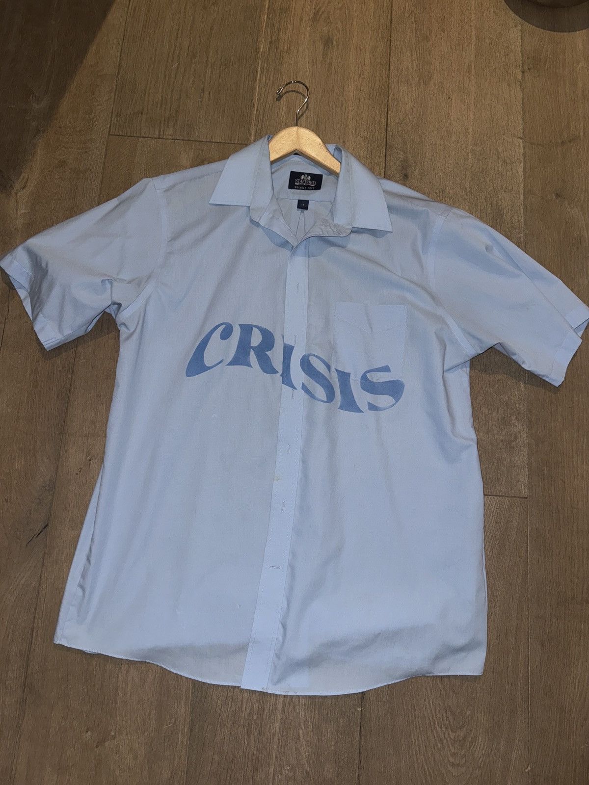 image of Vintage “Crisis” Button Up Collard Shirt in Blue, Men's (Size XL)