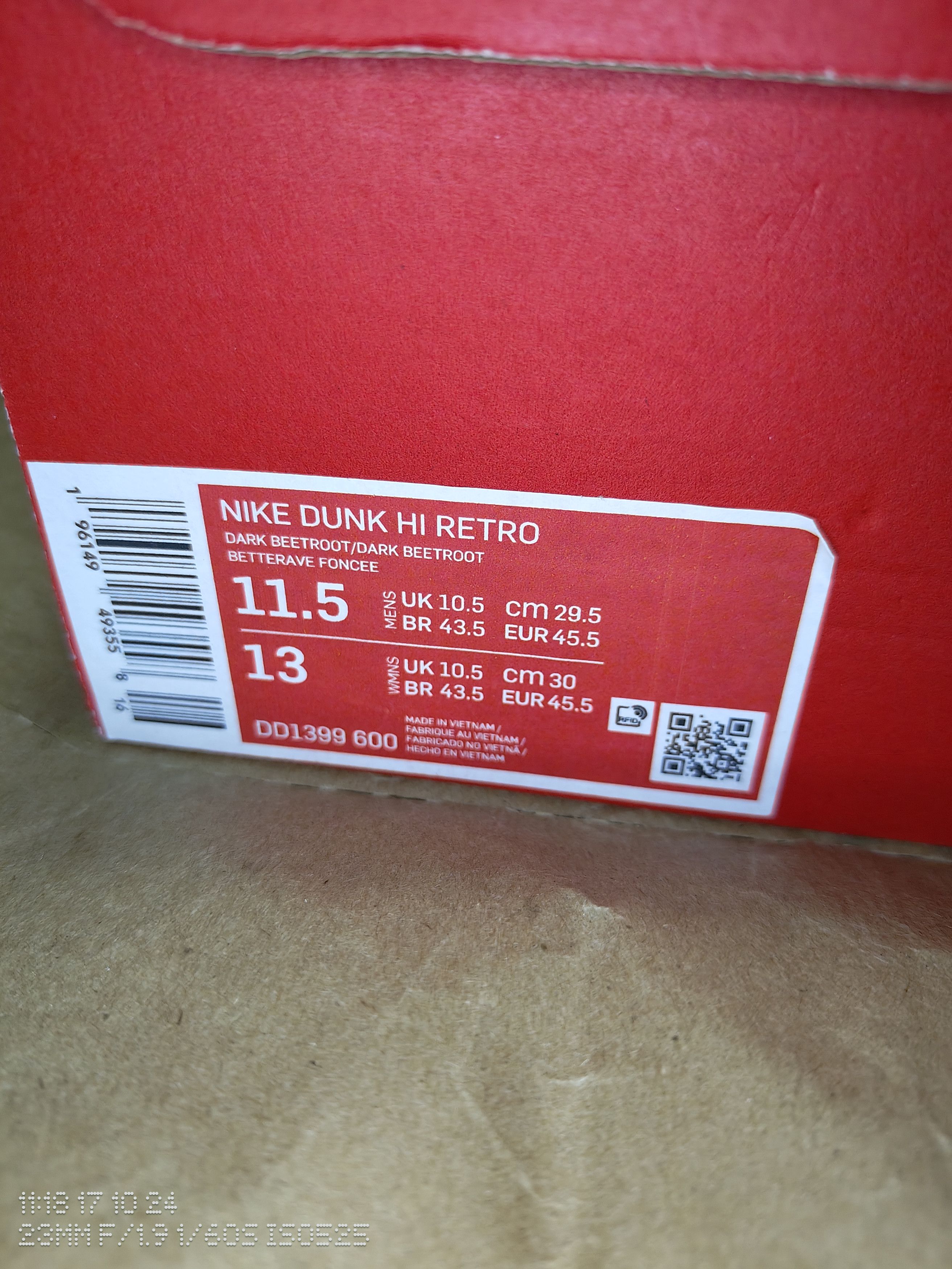 Nike Nike Dunk High Retro Dark Beetroot Size US 11.5 / EU 44-45 - 5 Thumbnail