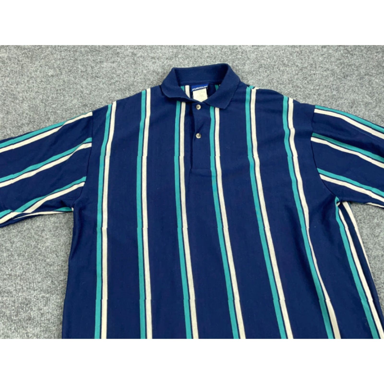 Vintage VINTAGE Puritan Polo Shirt Striped Lightweight Adult XL Blue 90s Classic Casual Men Mens Size US XL / EU 56 / 4 - 5 Thumbnail