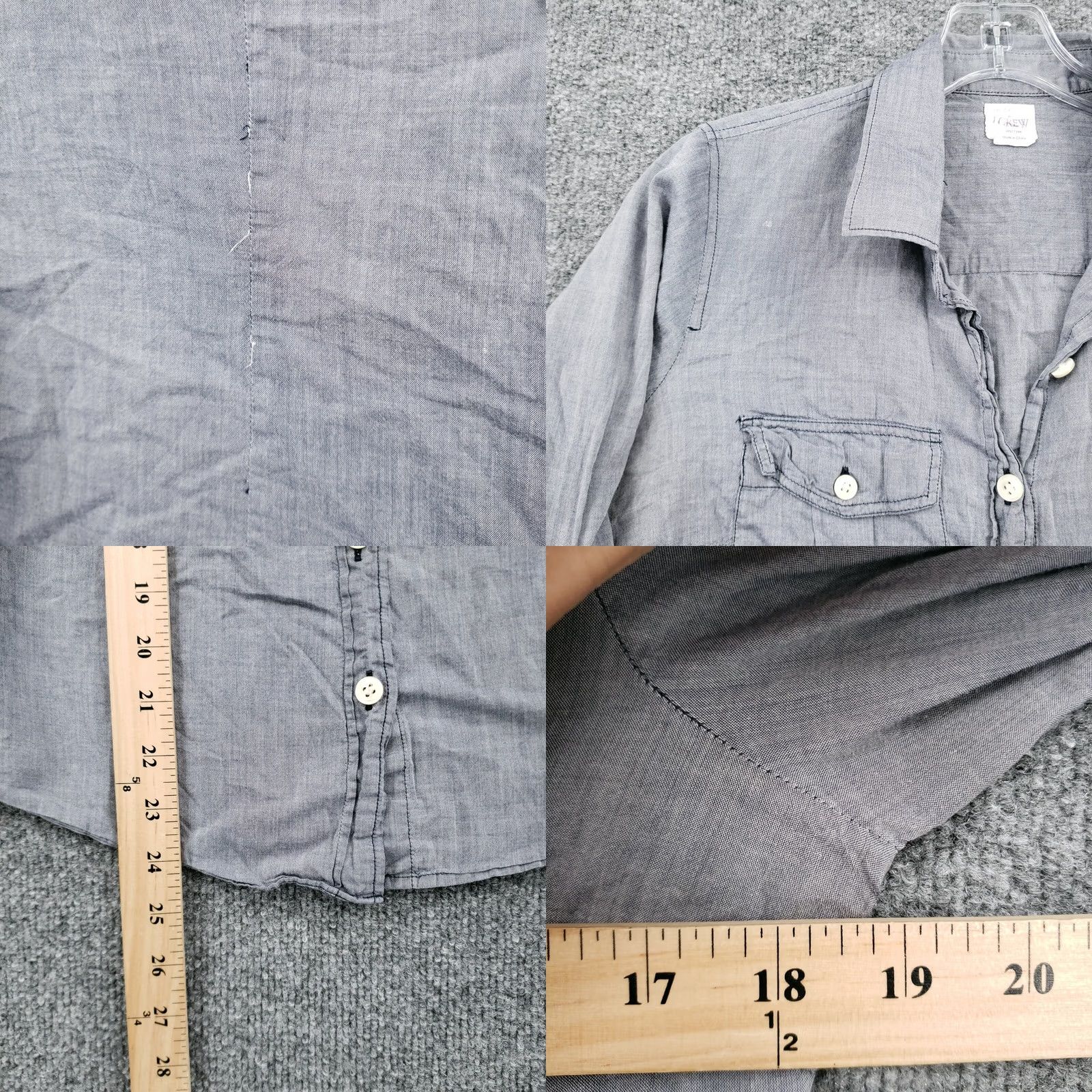 J.Crew J.CREW Shirt Womens XS Button-Up Gray Pockets Long Sleeve Cotton Size XS / US 0-2 / IT 36-38 - 8 Thumbnail