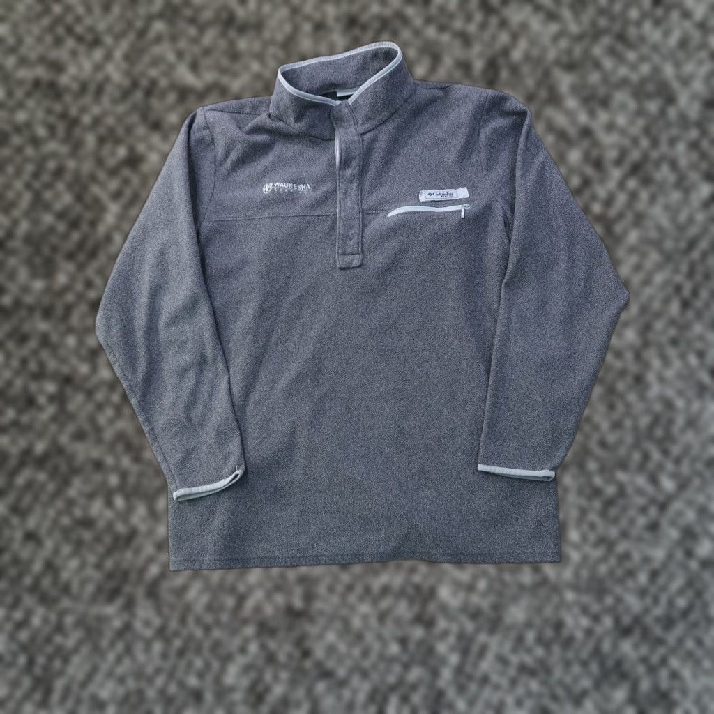 Vintage VINTAGE Columbia Sweatshirt PFG T snap Fleece Gray XL Men’s Long Sleeve Pullover Mock Neck Zip Pocket Regular Quiet? Size US XL / EU 56 / 4 - 1 Thumbnail