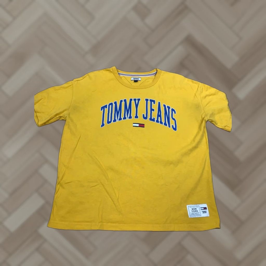 Tommy Hilfiger VINTAGE Tommy Jeans Shirt Unisex L Yellow Casual Y2K Logo Pullover 12265 Size US L / EU 52-54 / 3 - 1 Thumbnail