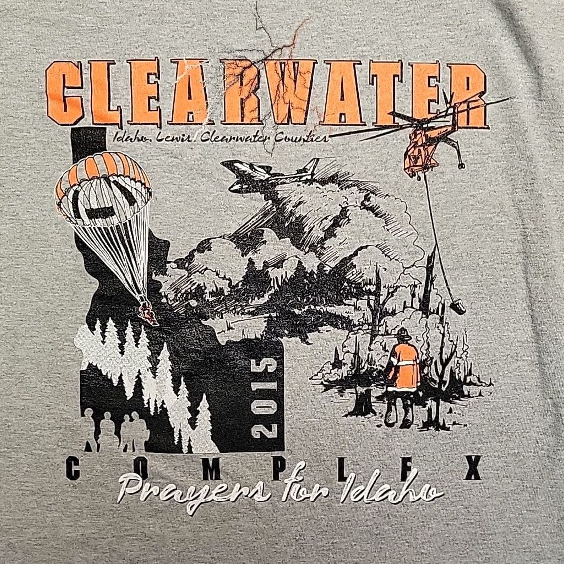 Vintage Wildland Firefighter Shirt Mens M 2015 Clearwater Complex Lewis Idaho Forest Shirt Mens M Gray Graphic Print Outdoor 2010s Firefighter Mens Shirts Size US M / EU 48-50 / 2 - 5 Thumbnail