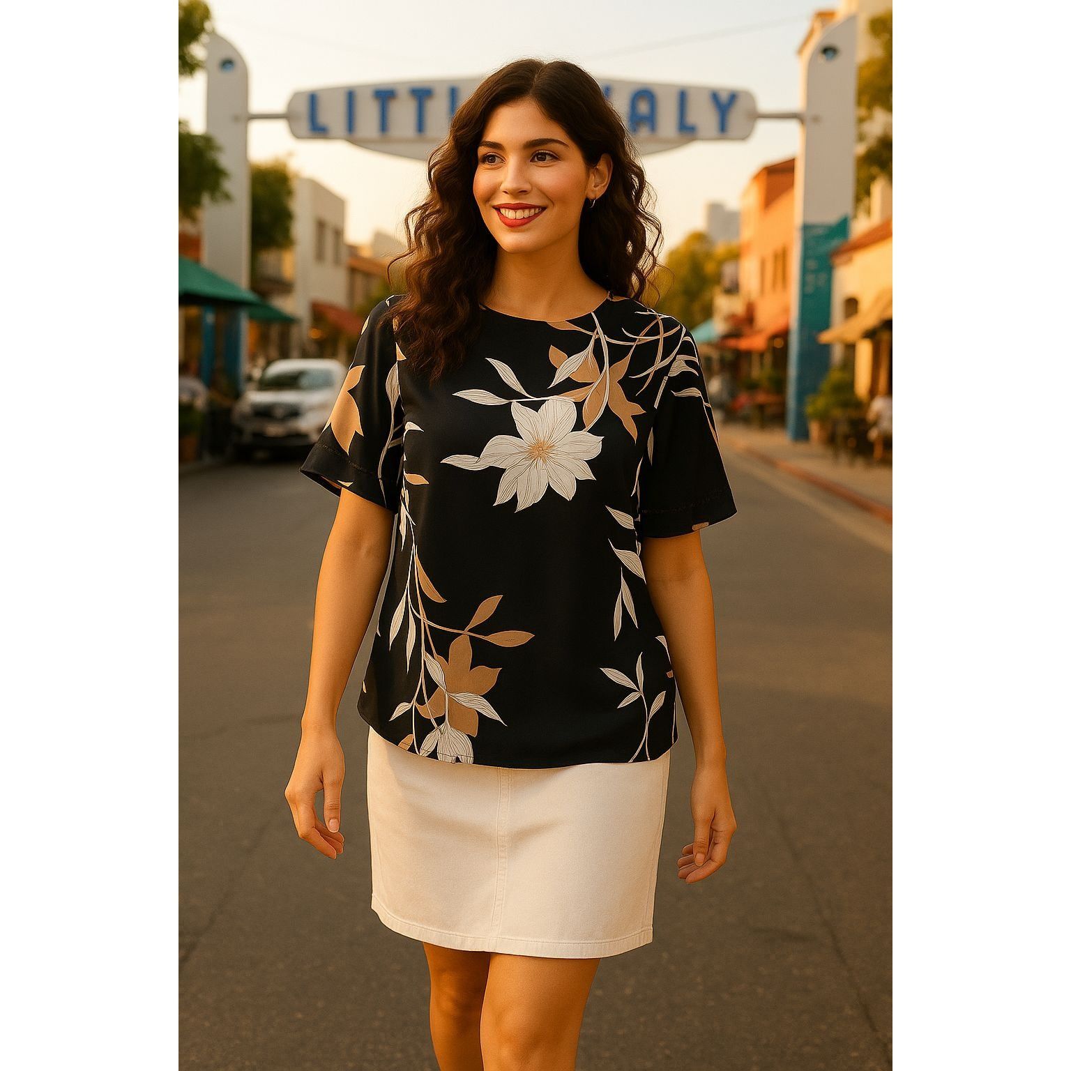 Ann Taylor Ann Taylor SP Black Floral Blouse Flutter Sleeves Lightweigh Size S / US 4 / IT 40 - 1 Thumbnail