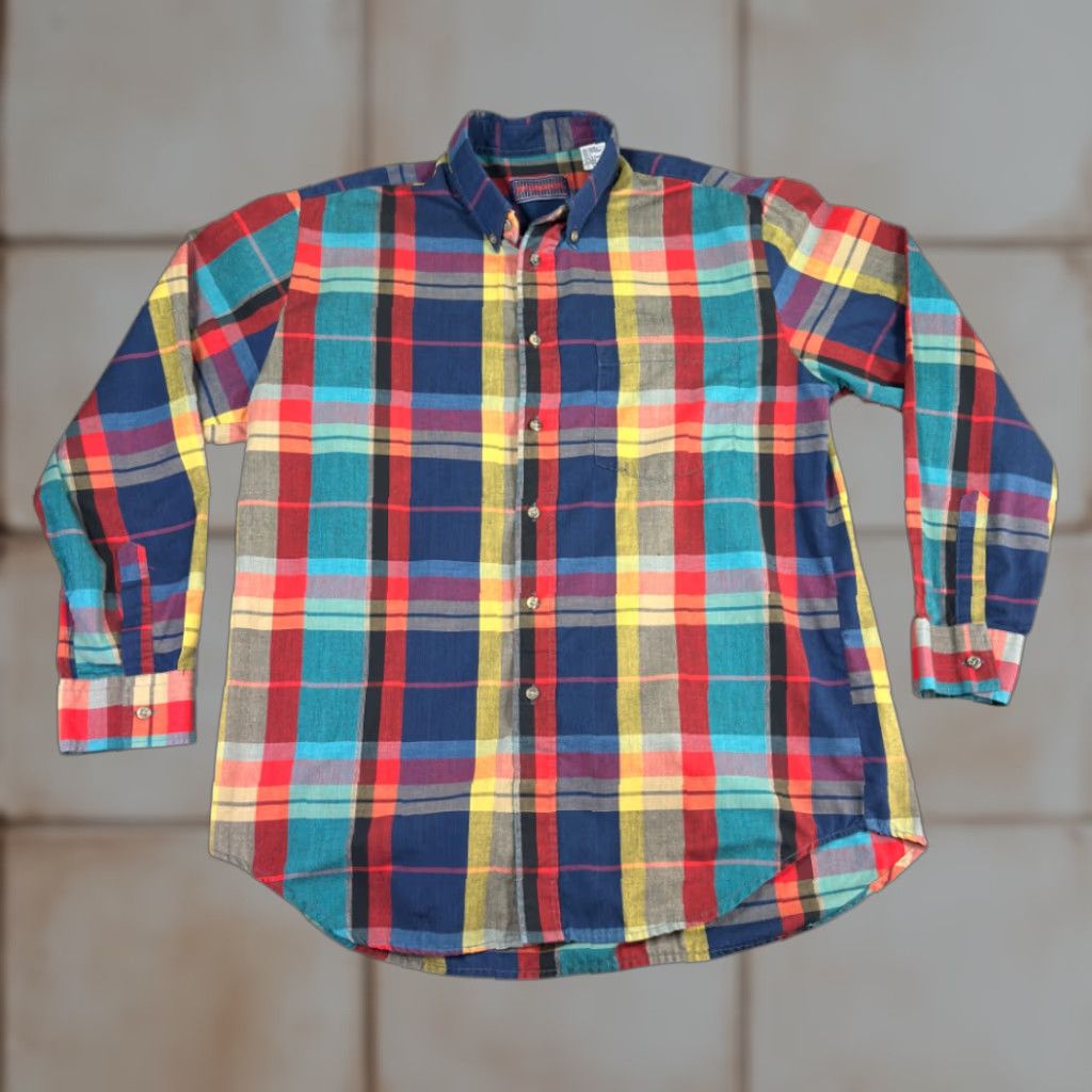 McGregor VINTAGE McGregor Shirt Adult LARGE Red Purple Green Patchwork Plaid Rainbow 80s Shirt Mens Large Red Purple Green Patchwork Plaid Rainbow 80s Size US L / EU 52-54 / 3 - 1 Thumbnail