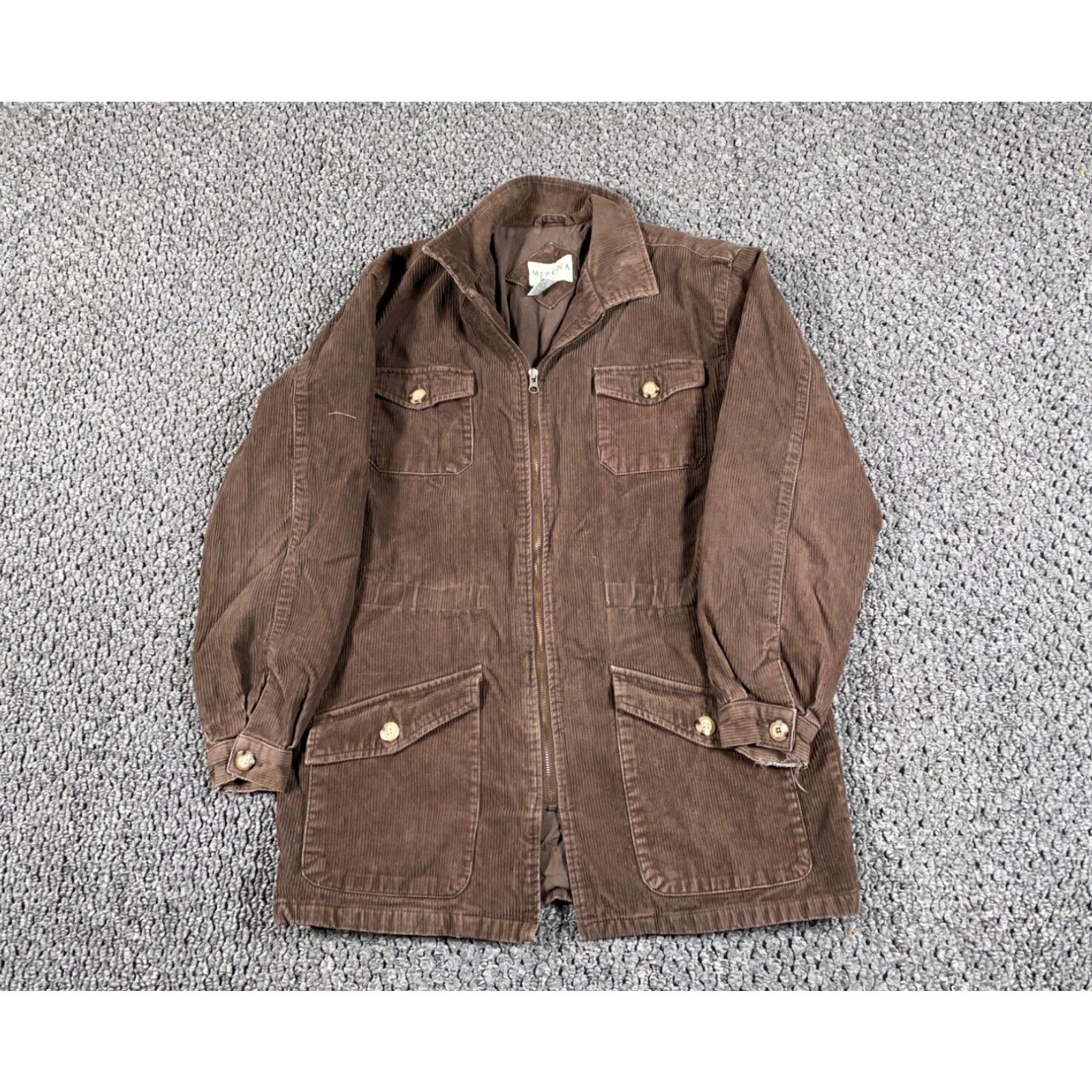 Merona VTG 90s Corduroy Zip Parka Field Jacket Men s Large Brown Lined Snap Pockets Grailed