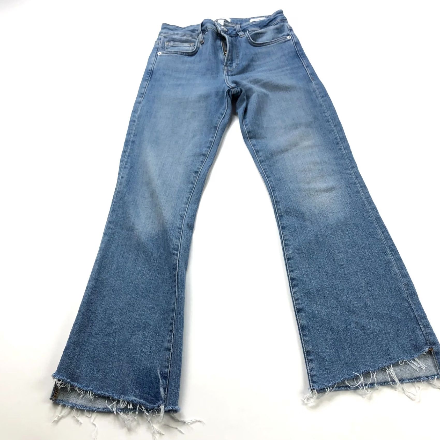 Frame FRAME Jeans Womens 27 Blue Crop Mini Boot Fits 26W 27L Mid Rise Denim Raw Hem Size 27" / US 4 / IT 40 - 2 Thumbnail