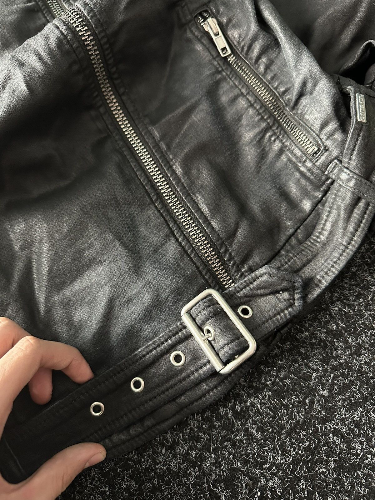 Diesel × If Six Was Nine 🚨AVANT-GARDE Diesel Rick Owen’s Opium Y2K LEATHER DENIM Size M / US 6-8 / IT 42-44 - 10 Thumbnail