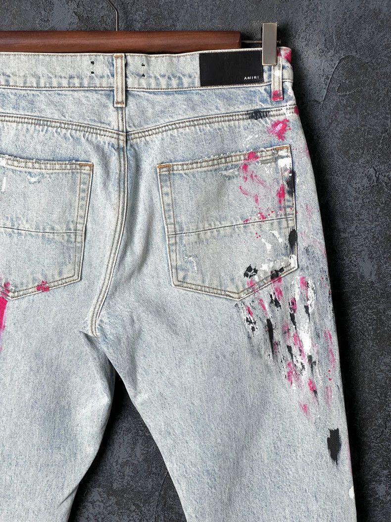 Amiri Amiri Ripped Ink Print Cotton Denim Pants Size US 30 / EU 46 - 6 Thumbnail