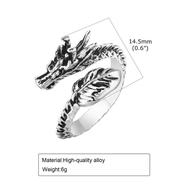 Jewelry Dragon Carved Surface Ring Adjustable Size ONE SIZE - 4 Thumbnail