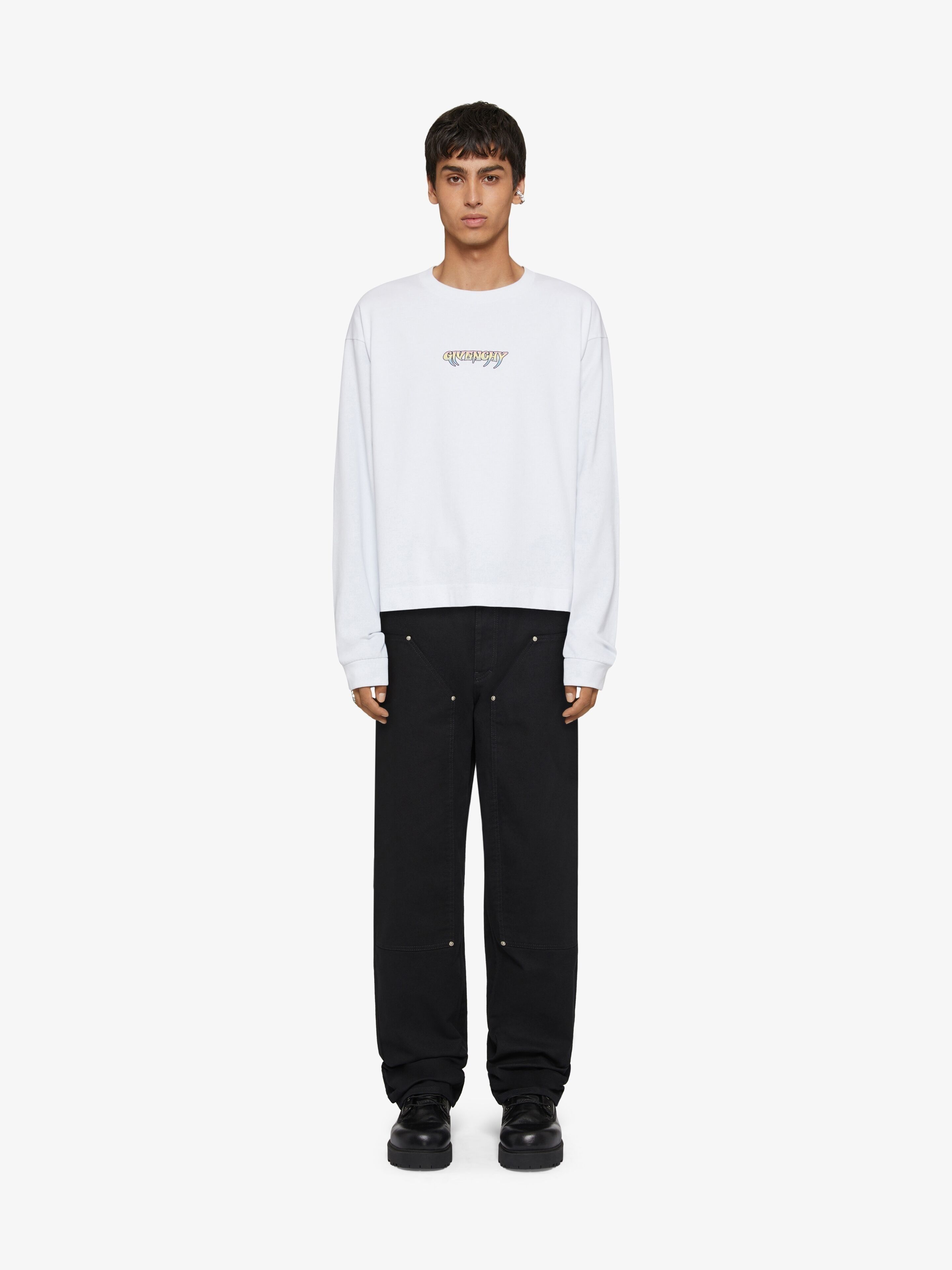 Givenchy o1w1db10325 Boxy Fit Long Sleeves T-Shirt in White Size US XXL / EU 58 / 5 - 2 Thumbnail