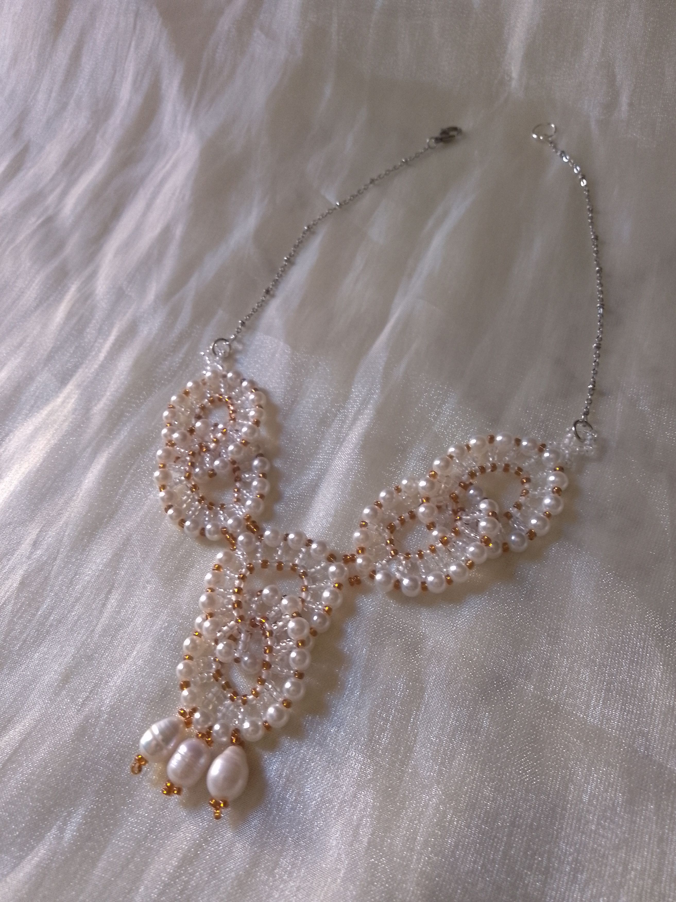 Handmade Necklace with Freshwater pearls elegant wedding party Size ONE SIZE - 1 Thumbnail
