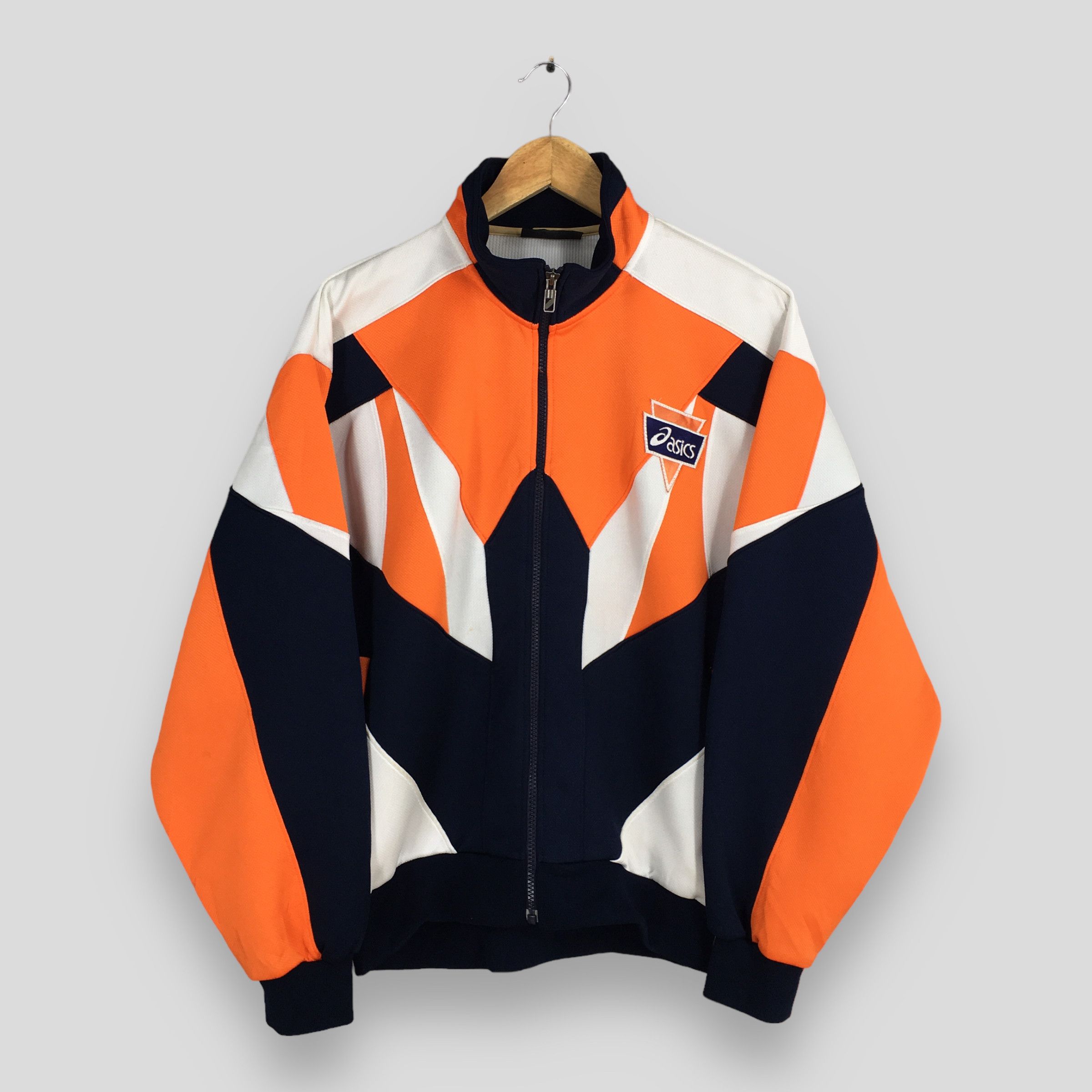 image of Vintage 90's Asics Japan Windbreaker Jacket Large in Orange, Men's