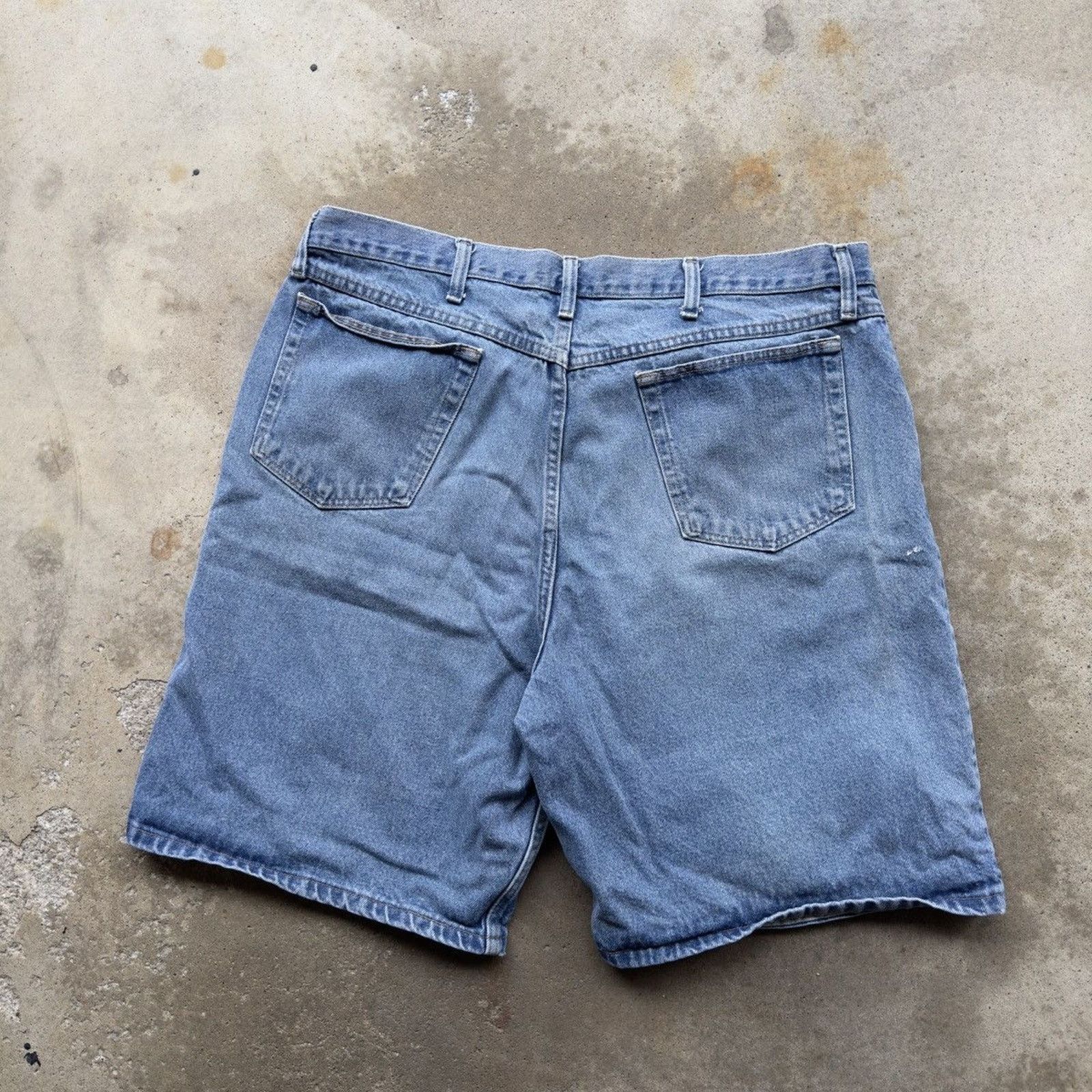 Vintage Thrashed Faded Light Wash Jean Shorts ERD Grunge Wrangler Size US 40 / EU 56 - 2 Thumbnail