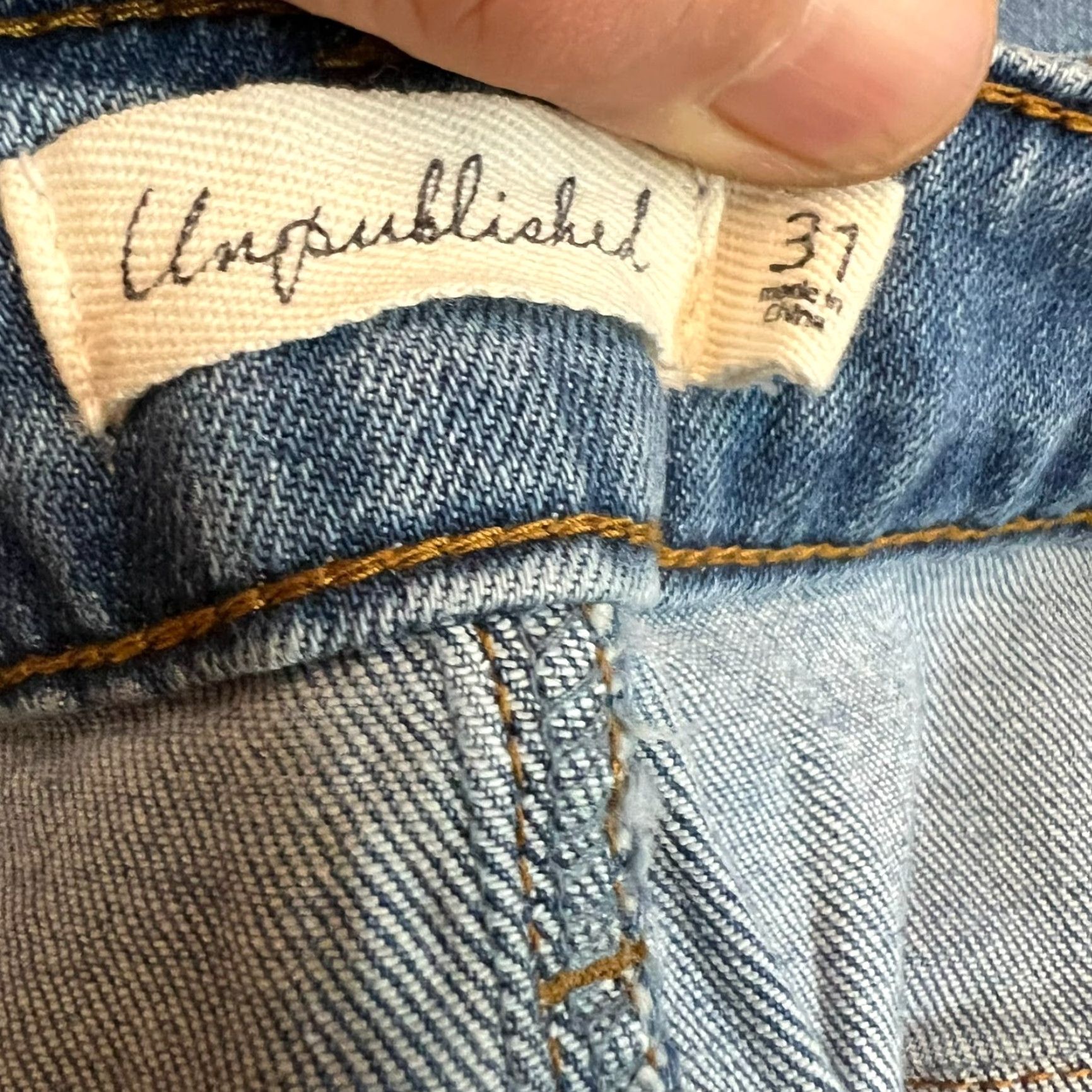 Denime Unpublished Denim Blue Jean Mini Skirt Womens Size 31 Raw Hem 32X17 Size 24" / US 00 / IT 34 - 6 Thumbnail