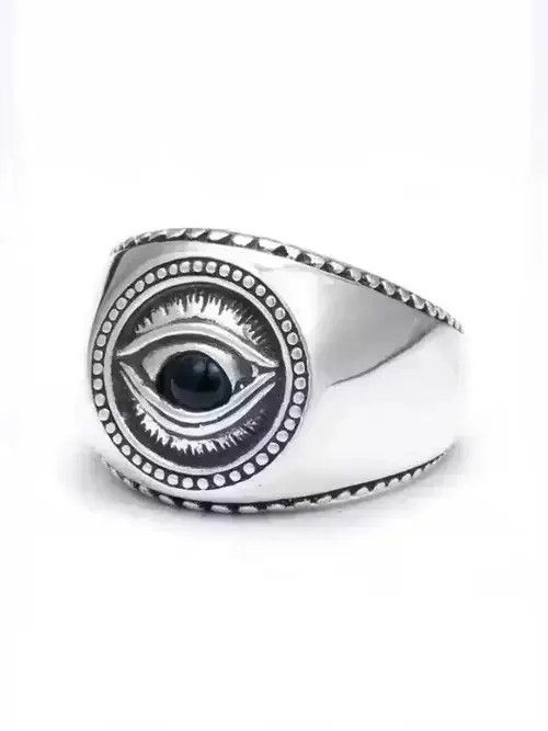 Jewelry Vintage Eye Stainless Steel Ring in Silver, Men's