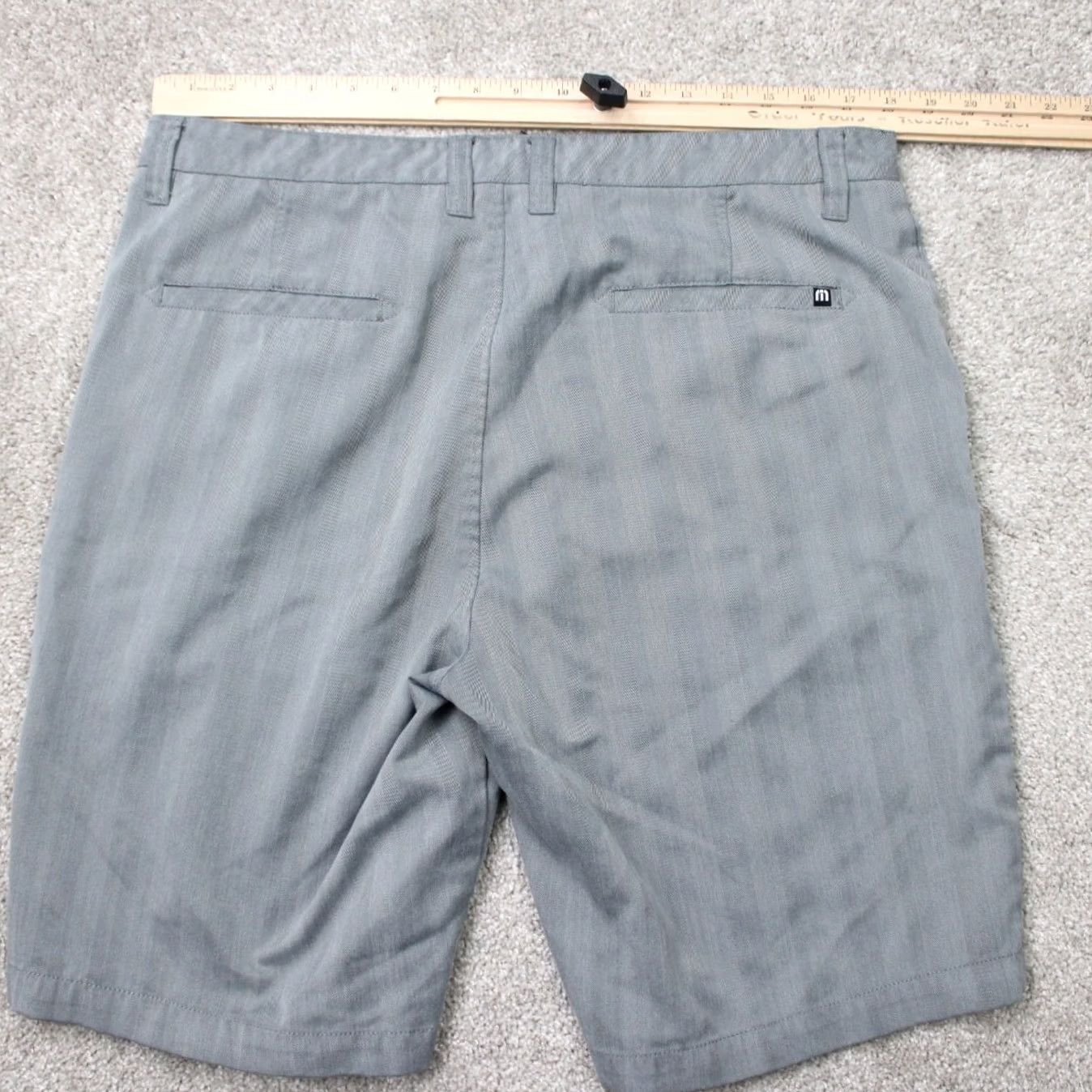 TravisMathew Travis Mathew Shorts Mens 36 Gray Striped Golf 10" Poly/Rayon Stretch Flat Front Chino Ballistic? Size US 36 / EU 52 - 5 Thumbnail