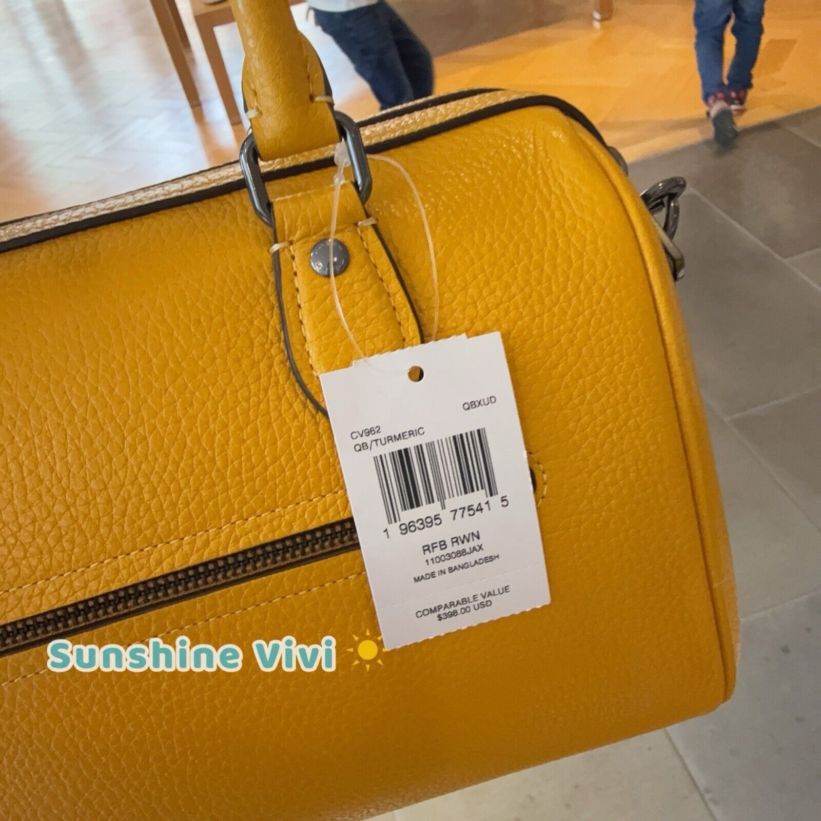 NWT Coach Rowan Satchel CV962 Pebbled Leather/Qb/Turmeric