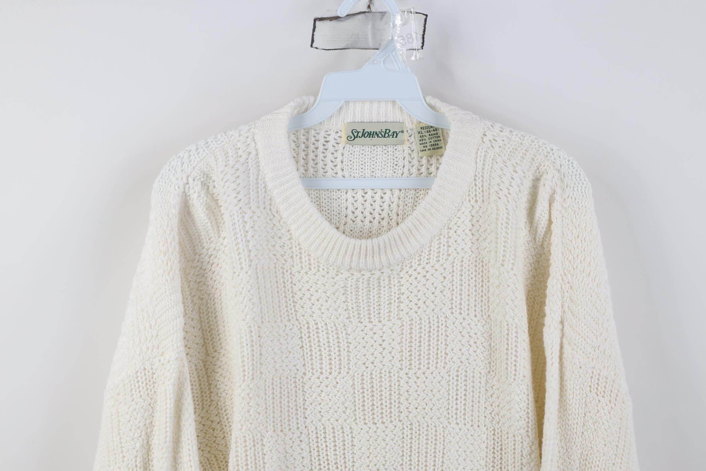 Vintage Vintage 90s Streetwear Ribbed Knit Crewneck Sweater White Size XL / US 12-14 / IT 48-50 - 2 Thumbnail