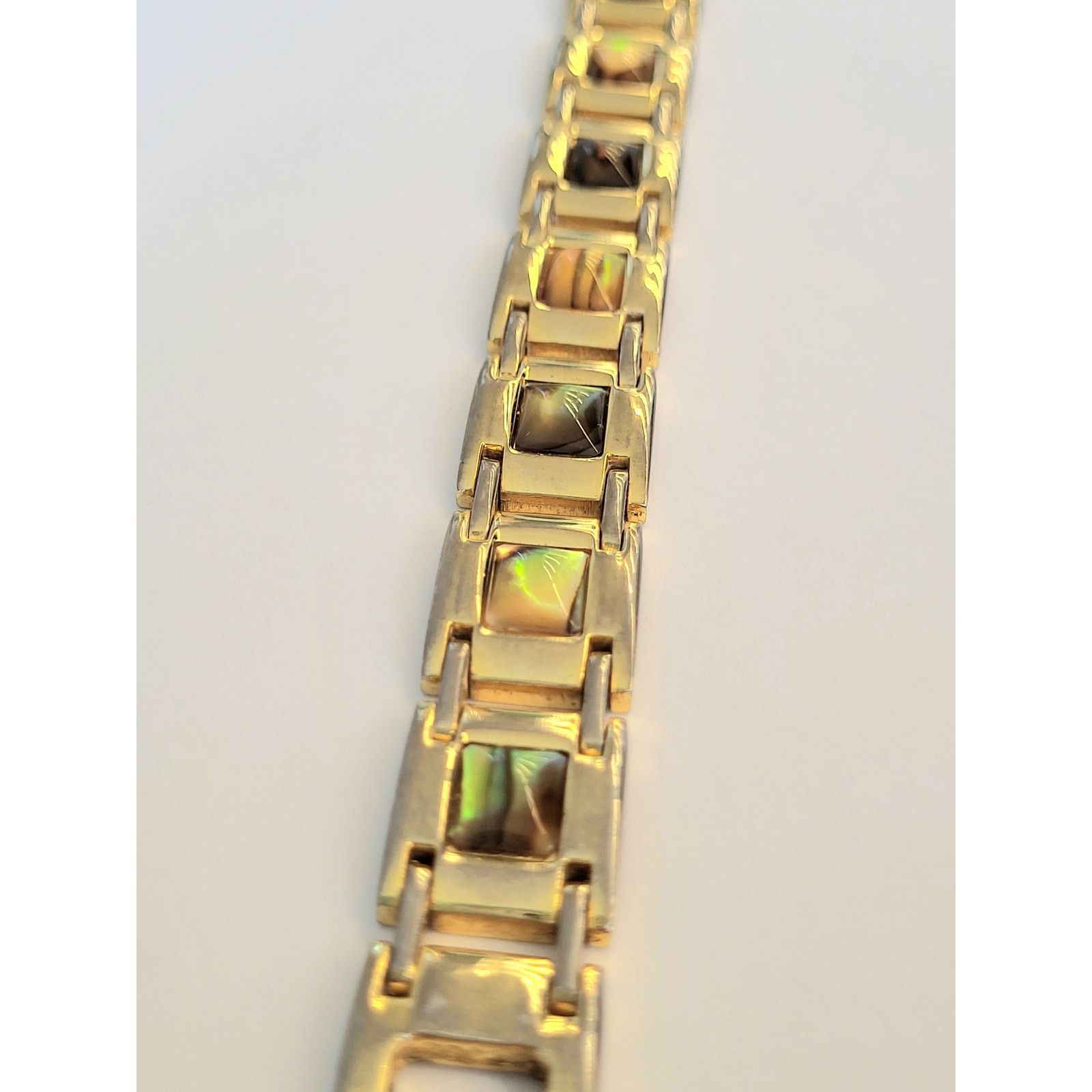 Other Gold Abalone Link Bracelet Vintage Chunky Size ONE SIZE - 4 Thumbnail