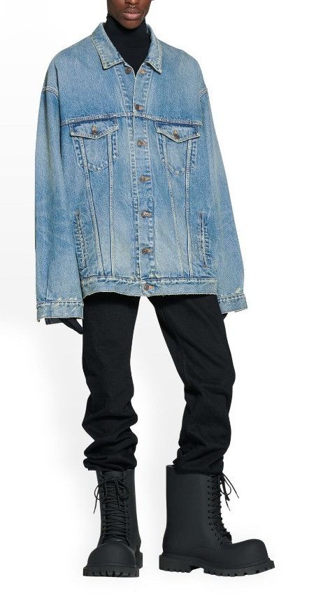 Balenciaga o1w1db11225 Oversized Jacket in Blue Size US M / EU 48-50 / 2 - 4 Thumbnail