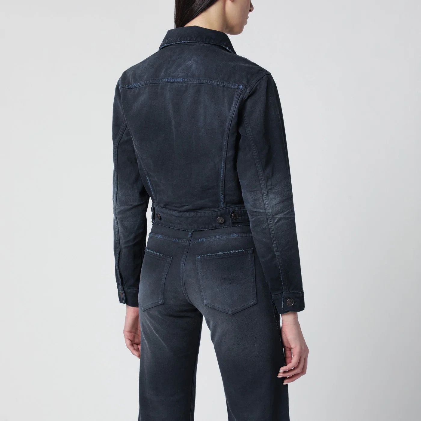 Balenciaga o1d2blof0426 Denim Jacket in Navy Blue Size S / US 4 / IT 40 - 2 Thumbnail