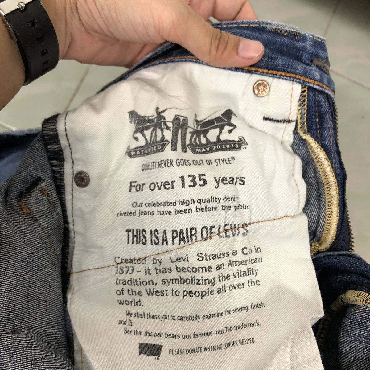 Levi's 🔥VINTAGE LEVI’S STRAIGHT CUT DISTRESSED DENIM JEANS Size US 30 / EU 46 - 16 Thumbnail
