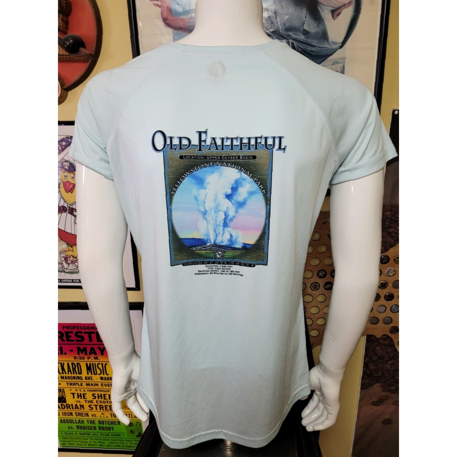 Vintage Womens T-Shirt XL AB Yellow Stone Performance Old Faithful USA Blue Polyester Logo Casual Geyser 90s/Stats? Size XL / US 12-14 / IT 48-50 - 3 Thumbnail